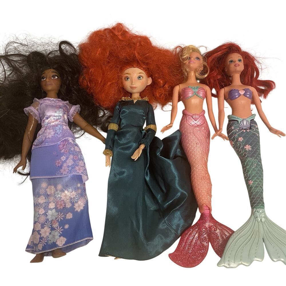 Disney 12” Princess Dolls Mermaids Ariel Miranda & Escanto Isabela Lot Of 4